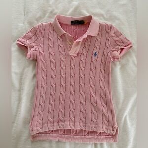 Ralph Lauren Pink Short Sleeve Tee with Cable Knit